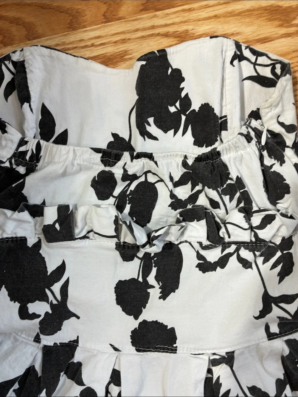 BOGO FREE Black & White Floral Mini Dress With Flare Skirt- 100% Cotton- Size-XS